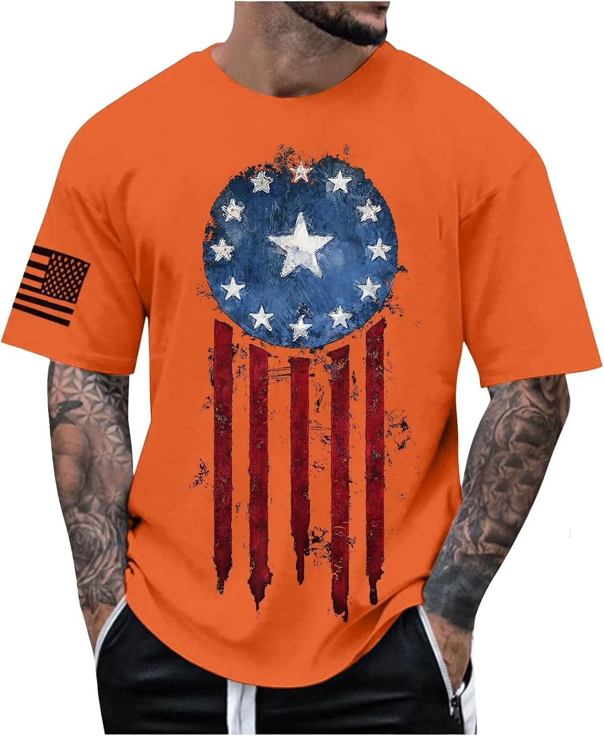 4th of July Flag T-Shirt Independence Day Patriotic Shirt Funny Shirt Short Sleeve Tshirt Independence Day Swim