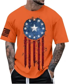 4th of July Flag T-Shirt Independence Day Patriotic Shirt Funny Shirt Short Sleeve Tshirt Independence Day Swim