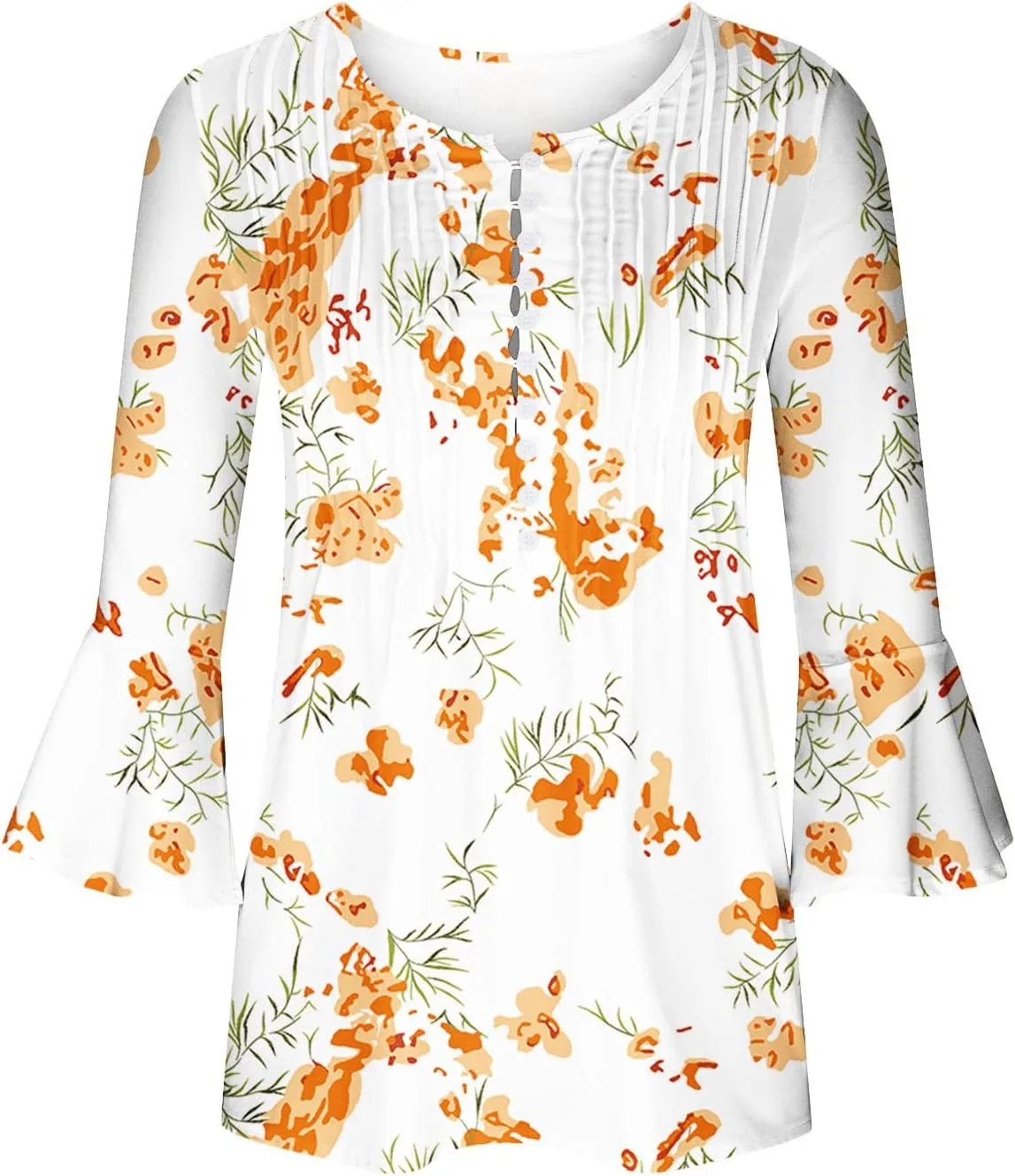Bohemian Tops for Women Trendy 2023 Sexy Elegant t-Shirt Boho Floral Print 3/4 Bell Sleeve v Neck Shirts Blouse