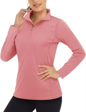 Boladeci Women's 1/4 Zip UPF 50  Sun Shirts Long Sleeve Golf Shirts UV Protection Lightweight Swim Athletic Tops Quick Dry