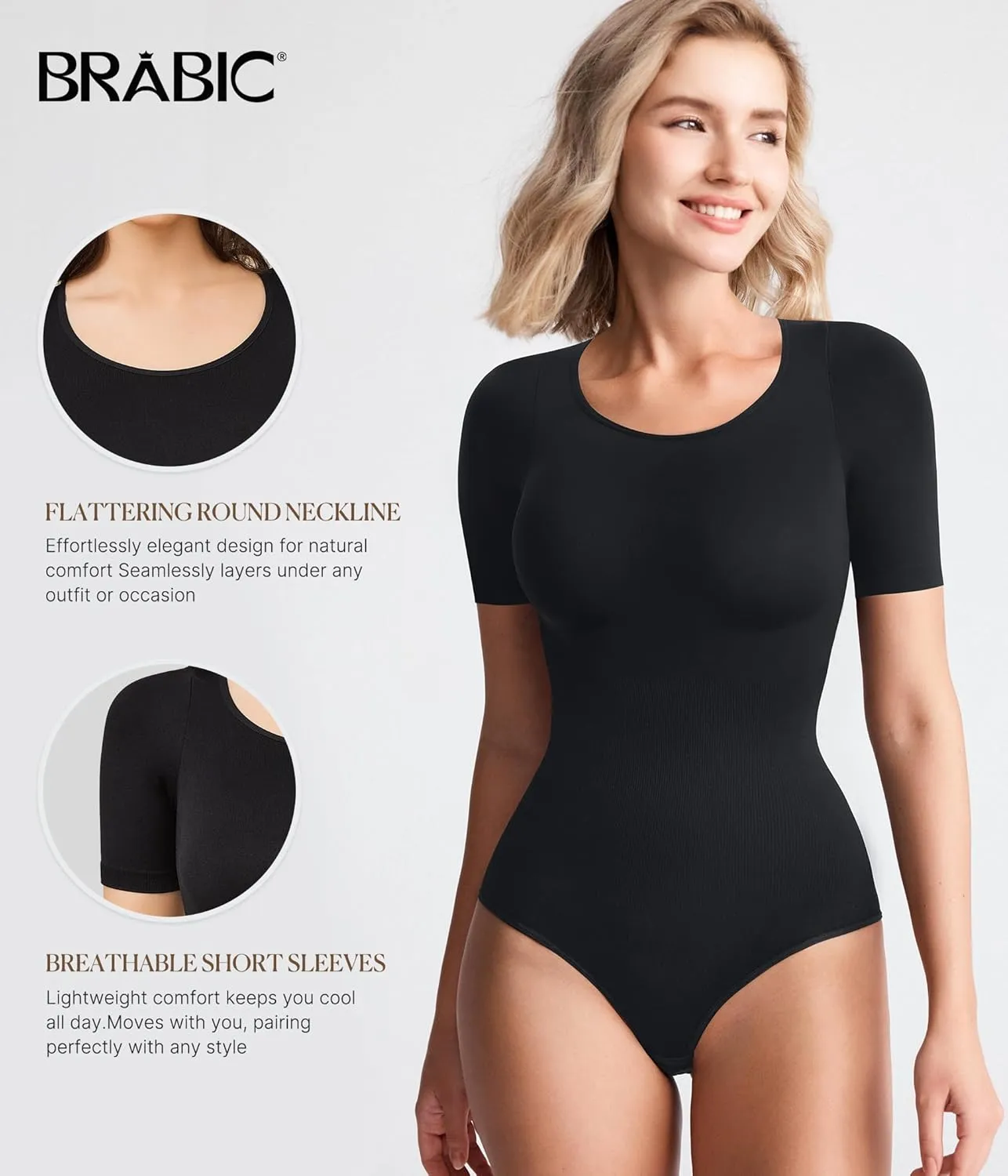 BRABIC Womens Bodysuit Shapewear for Tummy Control Seamless Sleeveless Tank Tops Body Shaper