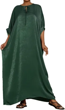 Bsubseach Kaftan Dresses for Women Satin V-Neck Caftans Coverups Long Dress Plus Size Beach Cover Up