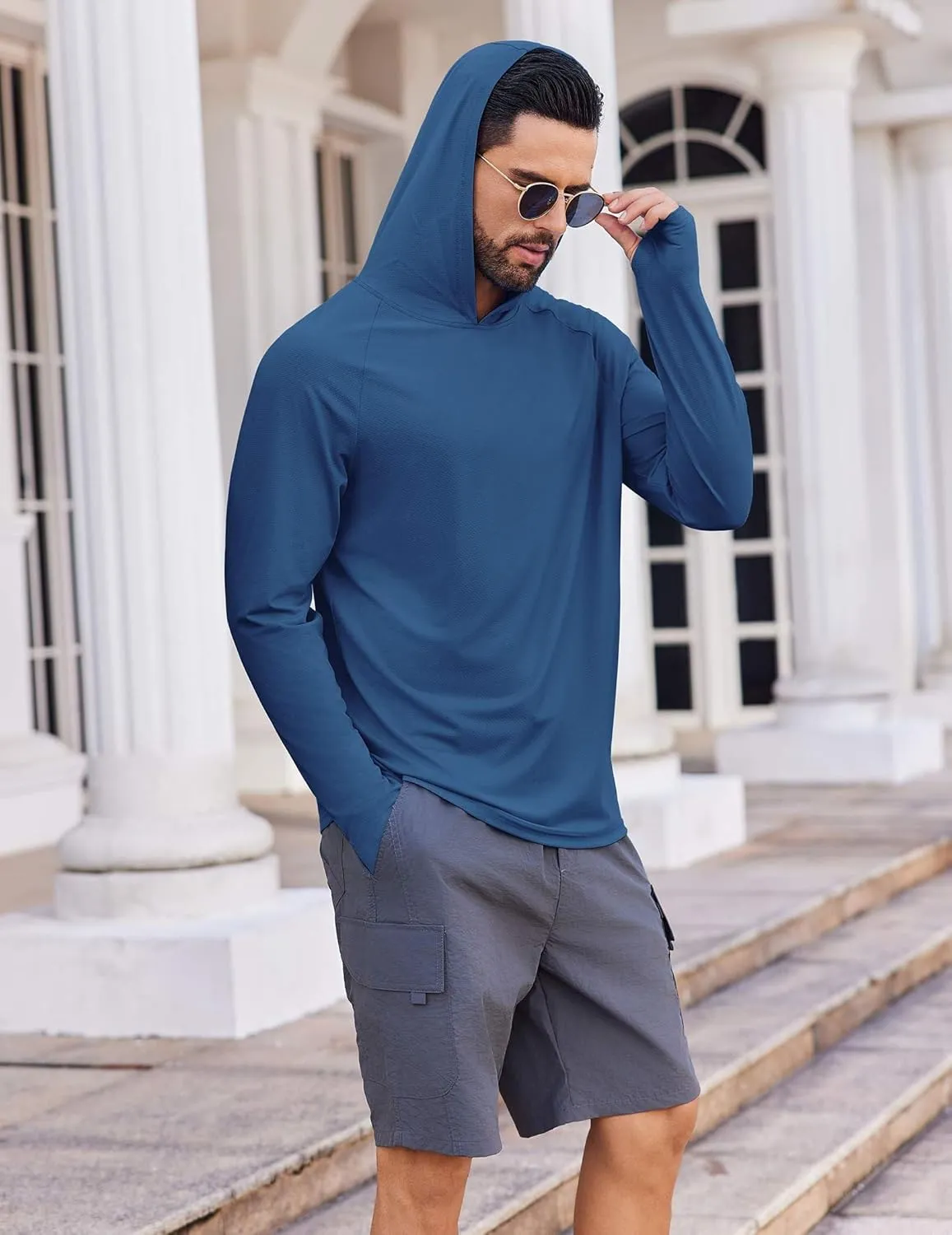 COOFANDY Mens UPF 50  Hoodie Shirts Long Sleeve Rash Guard Sun Protection Fishing Shirts Lightweight Quick Dry Hoodies