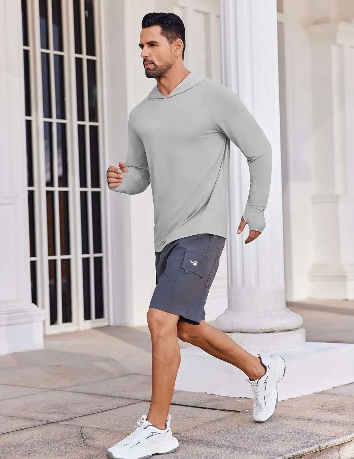 COOFANDY Mens UPF 50  Hoodie Shirts Long Sleeve Rash Guard Sun Protection Fishing Shirts Lightweight Quick Dry Hoodies