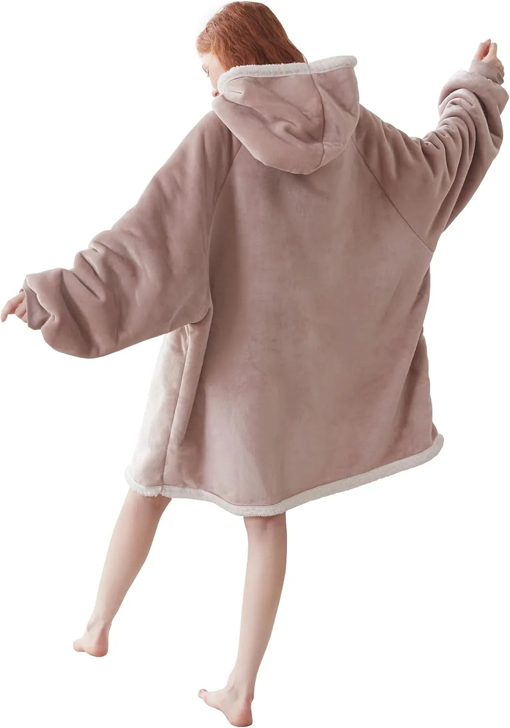 COOVA Wearable Blanket Hoodie, Oversized Flannel&Sherpa Hooded for Women and Men, Cozy Sweatshirt with Giant Pocket
