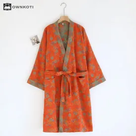 Double Layer Cotton Gauze Kimono Bathrobe