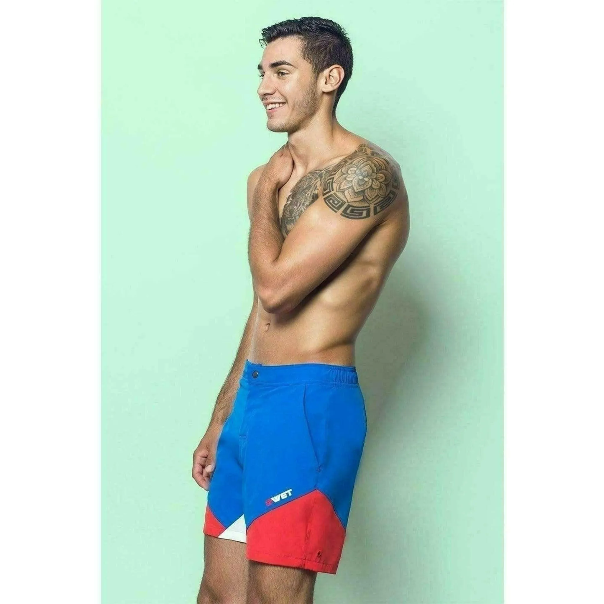 Eco-Friendly Quick Dry UV Protection Red Beach Shorts "Butterfly"