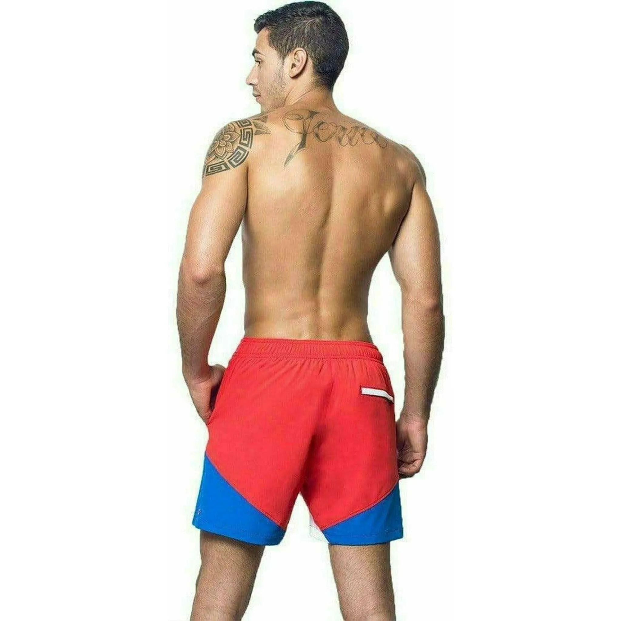 Eco-Friendly Quick Dry UV Protection Red Beach Shorts "Butterfly"