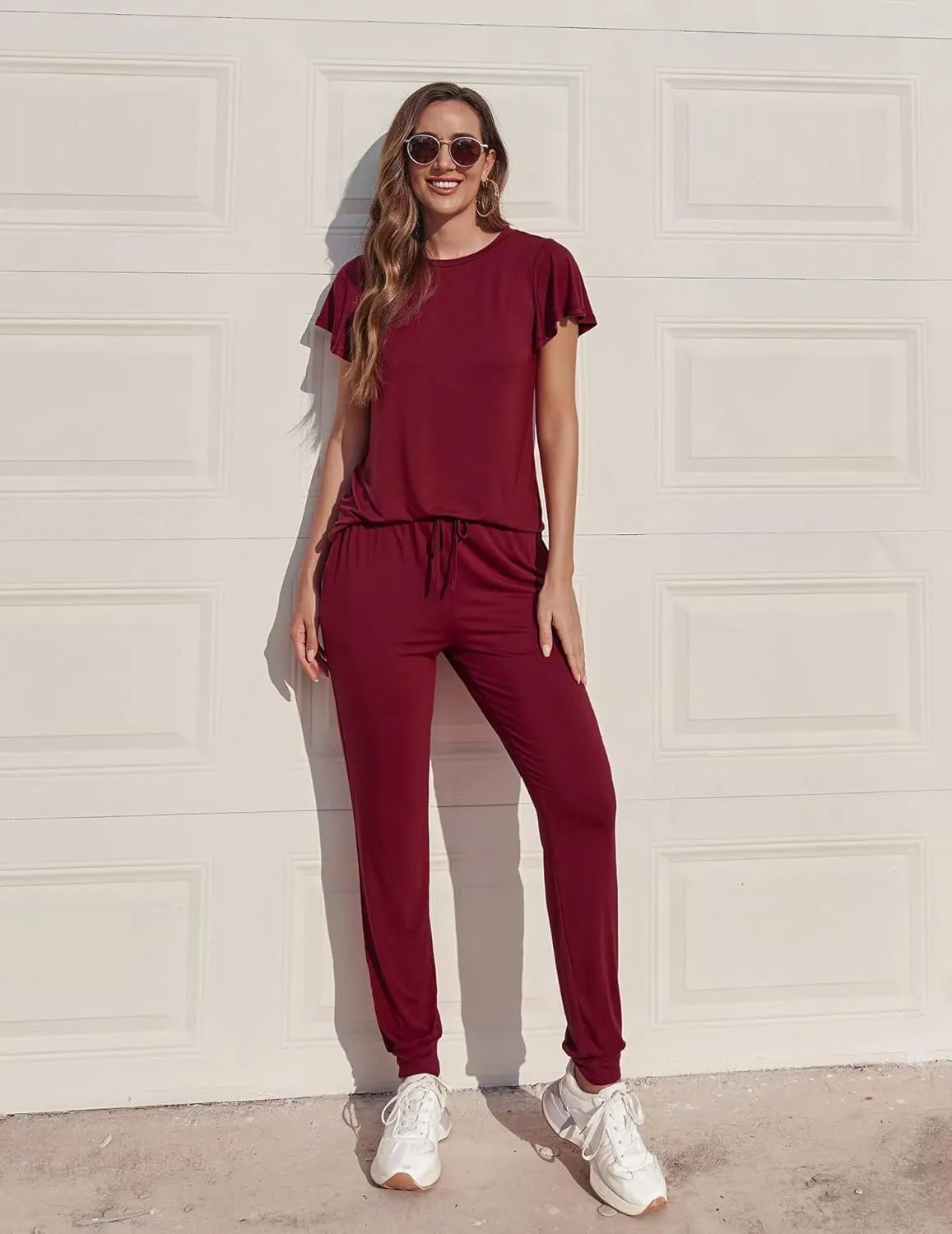Ekouaer Womens Pajama Sets Short Sleeve Sleepwear and Long Pants Soft Sleep Lounge Sets Joggers Pj Sets with Pockets
