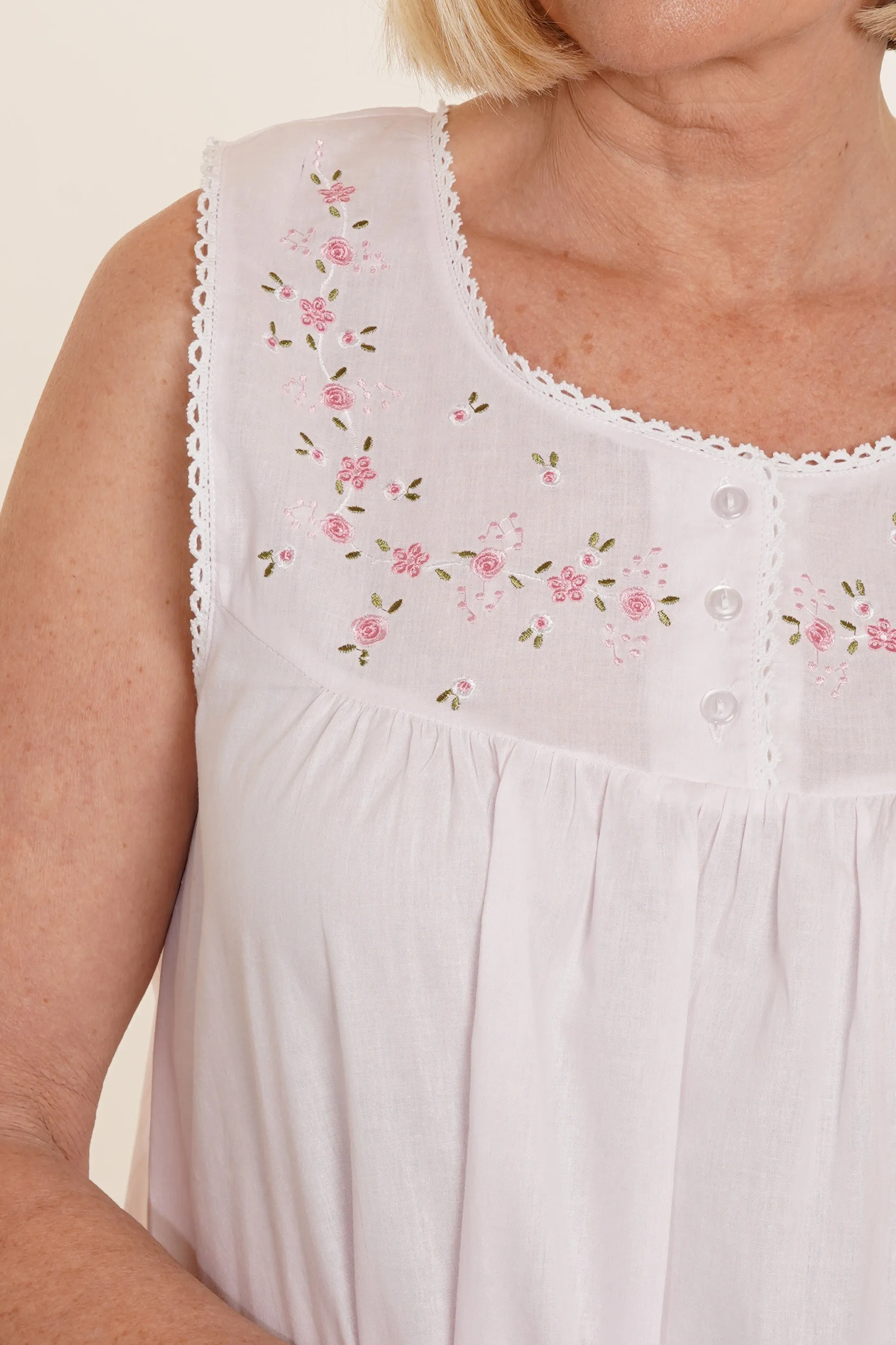 Embroidered Sleeveless Nightdress