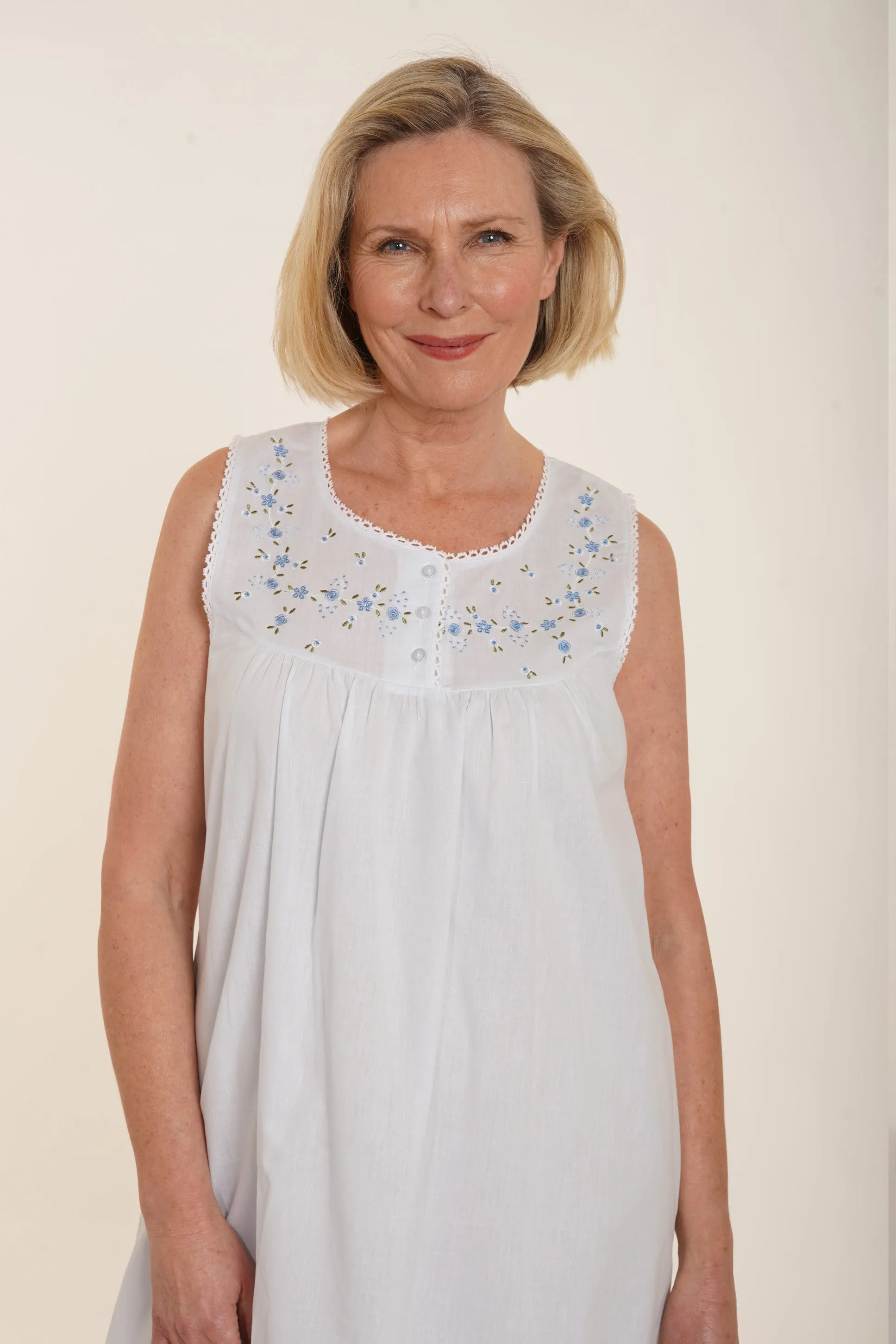 Embroidered Sleeveless Nightdress