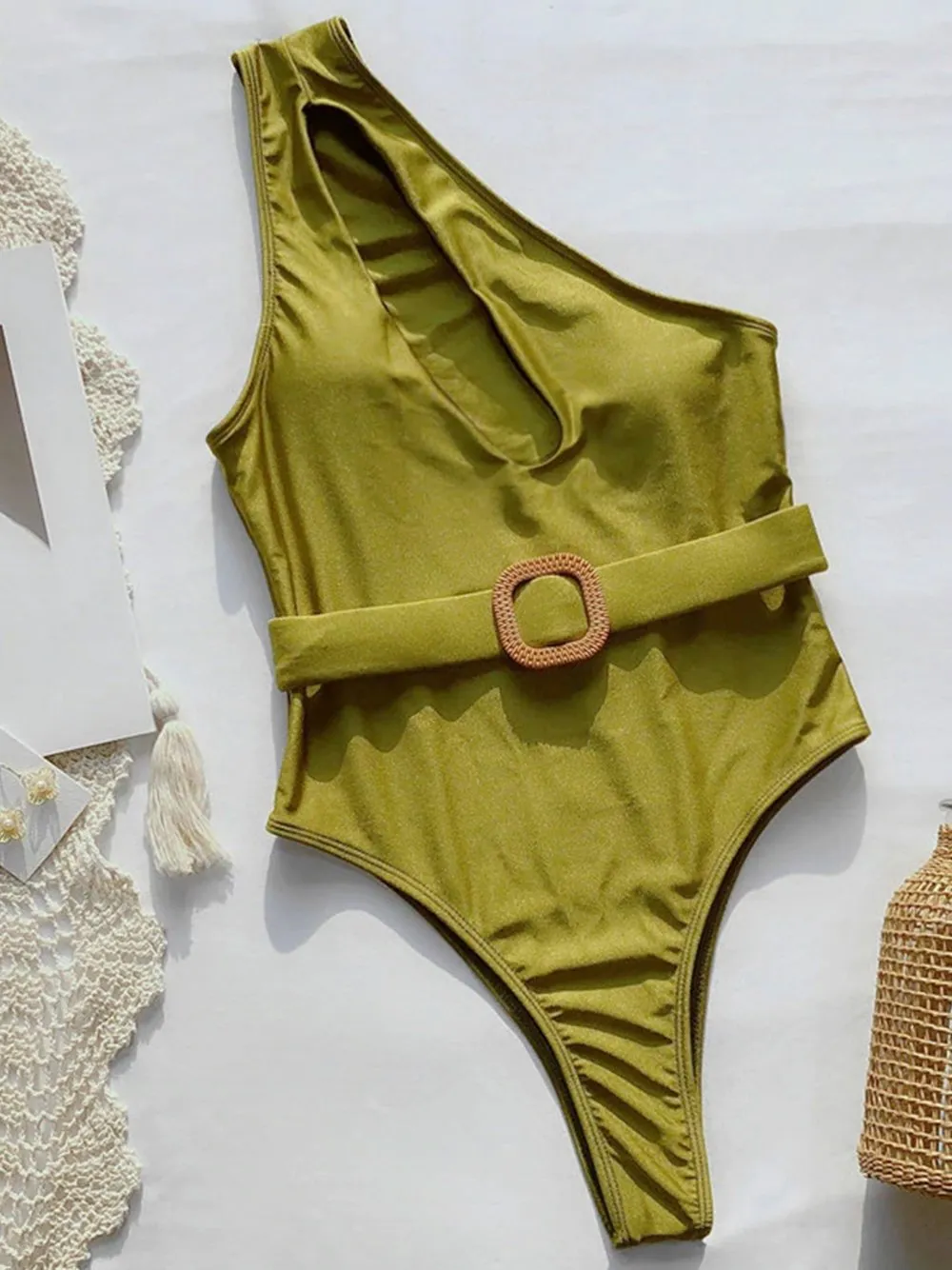 GF Floral One-Piece Belted Swimsuit