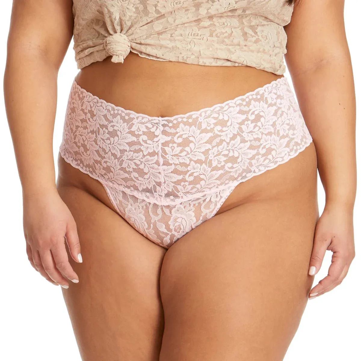 Hanky Panky Signature Lace Plus Retro Thong - Bliss Pink