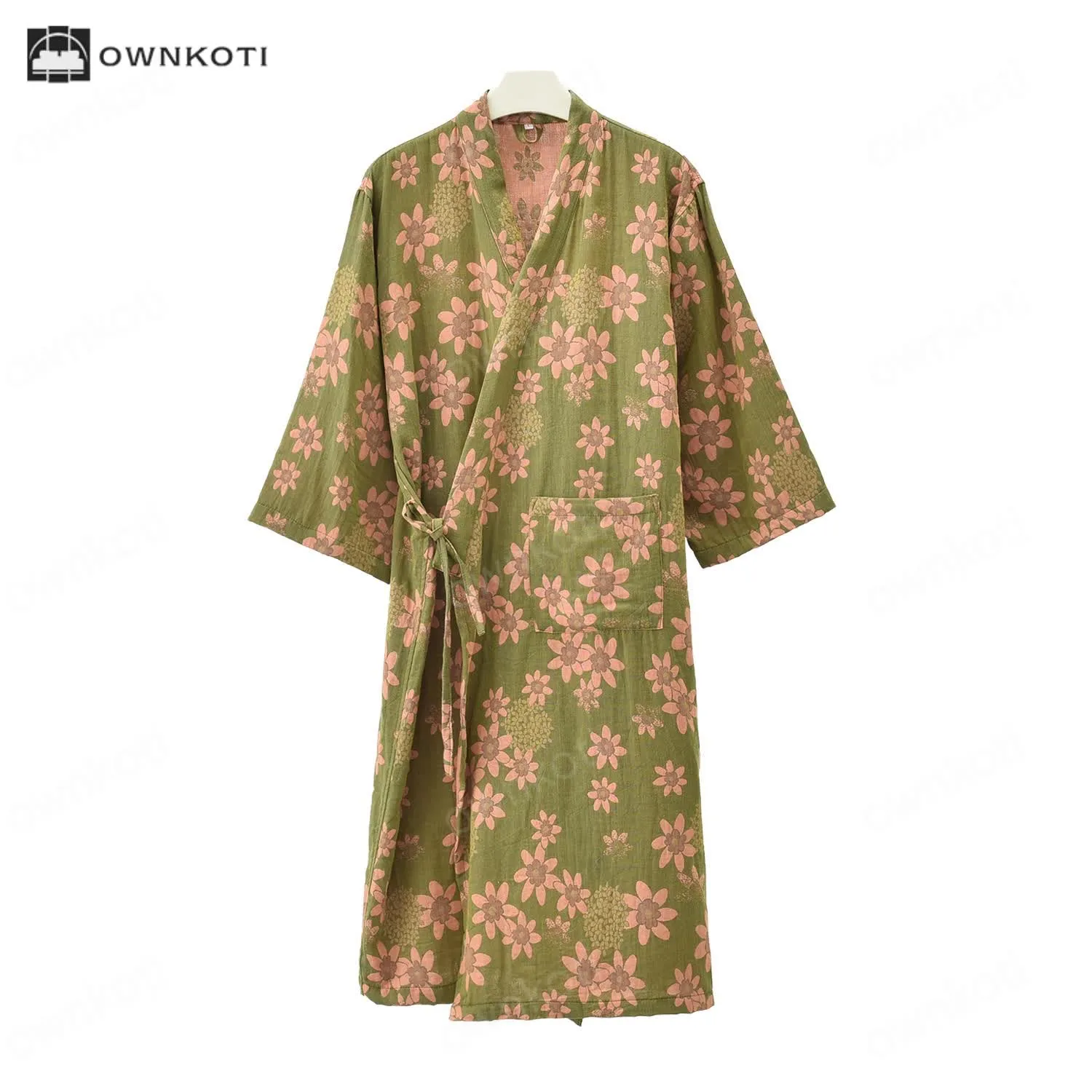 Jacquard Floral Gauze Lightweight Bathrobe