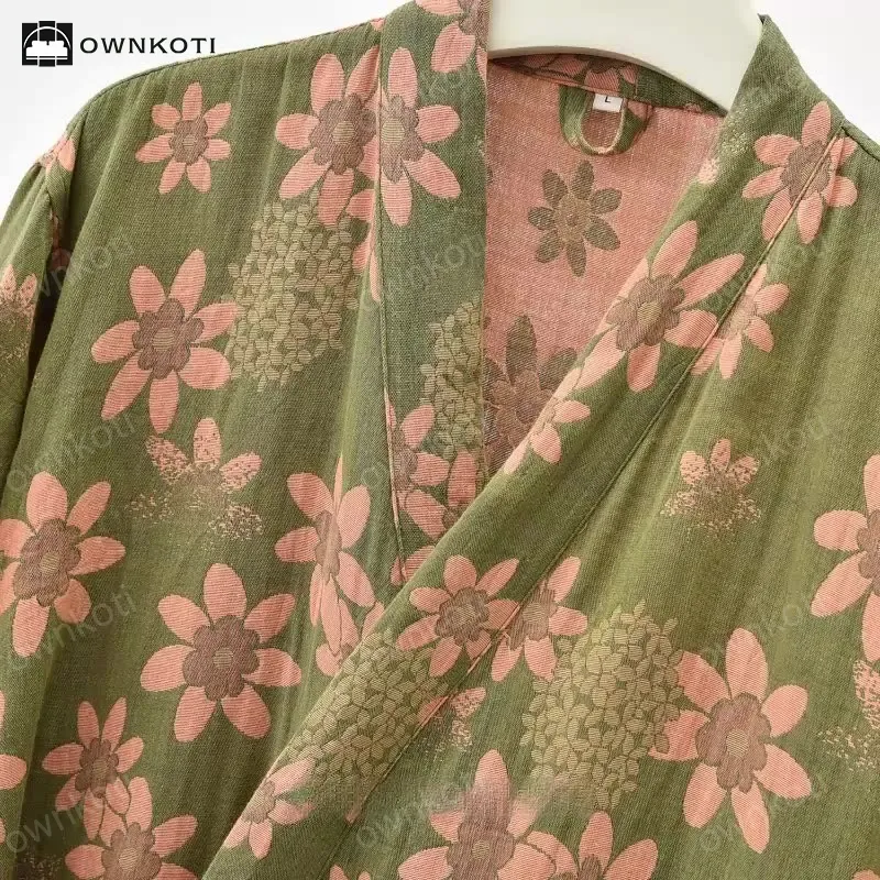 Jacquard Floral Gauze Lightweight Bathrobe