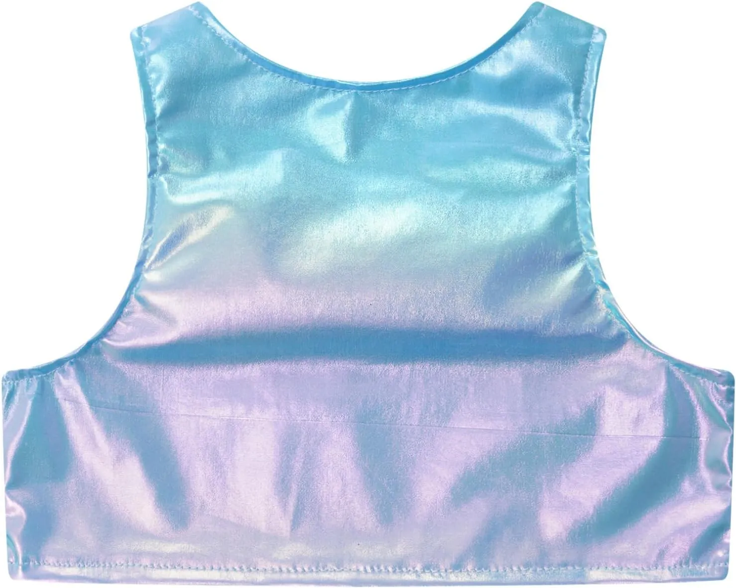 JEATHA Girls Shiny Metallic Crop Tops Sleeveless Dance Shirt Summer Cropped Tank Tops Sports Bra Undershirts