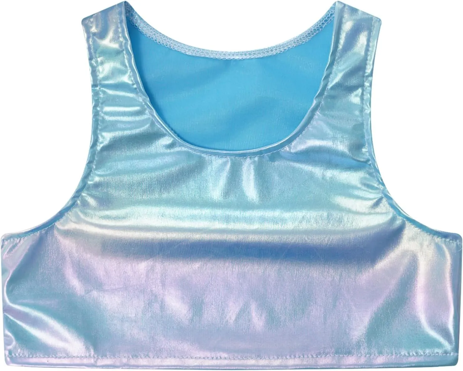 JEATHA Girls Shiny Metallic Crop Tops Sleeveless Dance Shirt Summer Cropped Tank Tops Sports Bra Undershirts