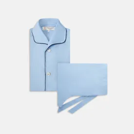 Light Blue Piped Cotton Pyjama Set