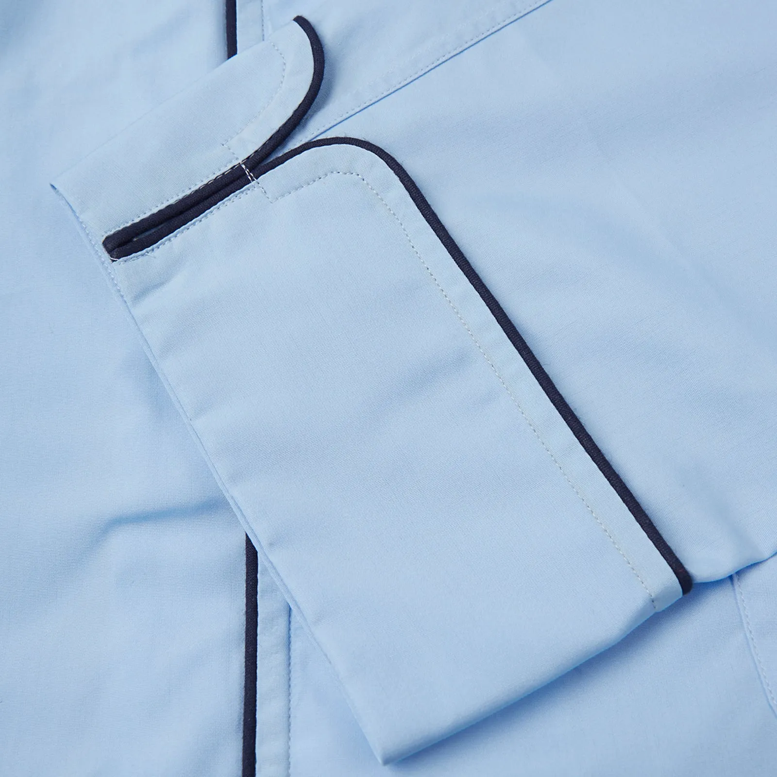 Light Blue Piped Cotton Pyjama Set