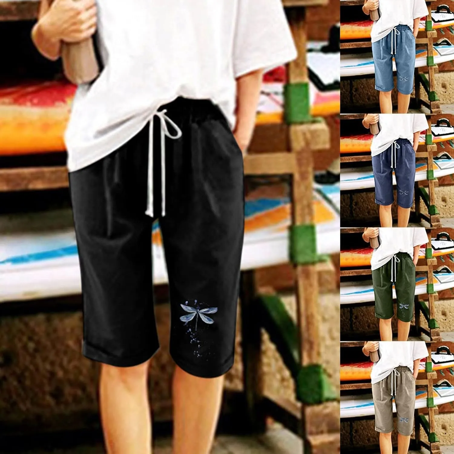 Linen Short for Women Summer 2025 Solid Drawstring High Waist Wide Leg Workout Shorts Tropical Vacation Outfits Women