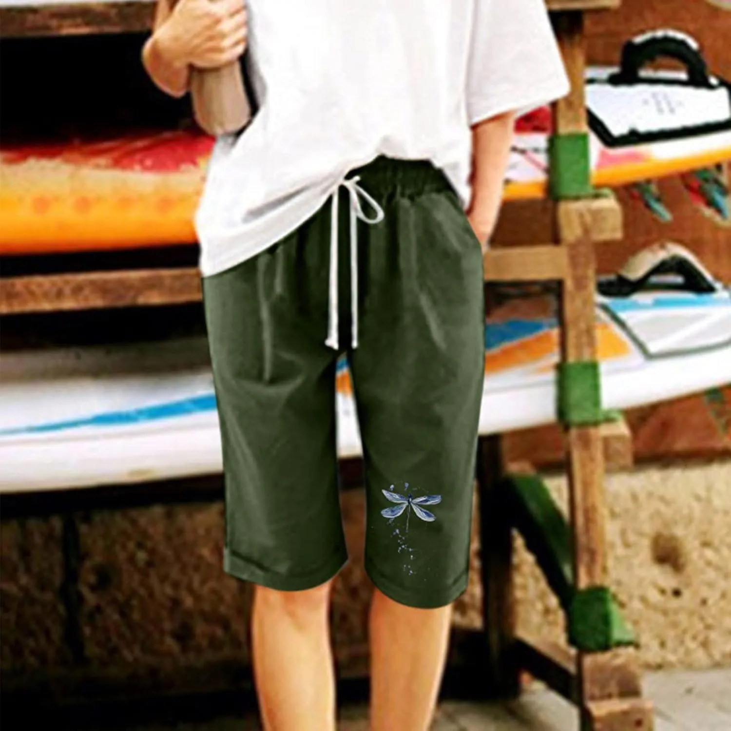 Linen Short for Women Summer 2025 Solid Drawstring High Waist Wide Leg Workout Shorts Tropical Vacation Outfits Women