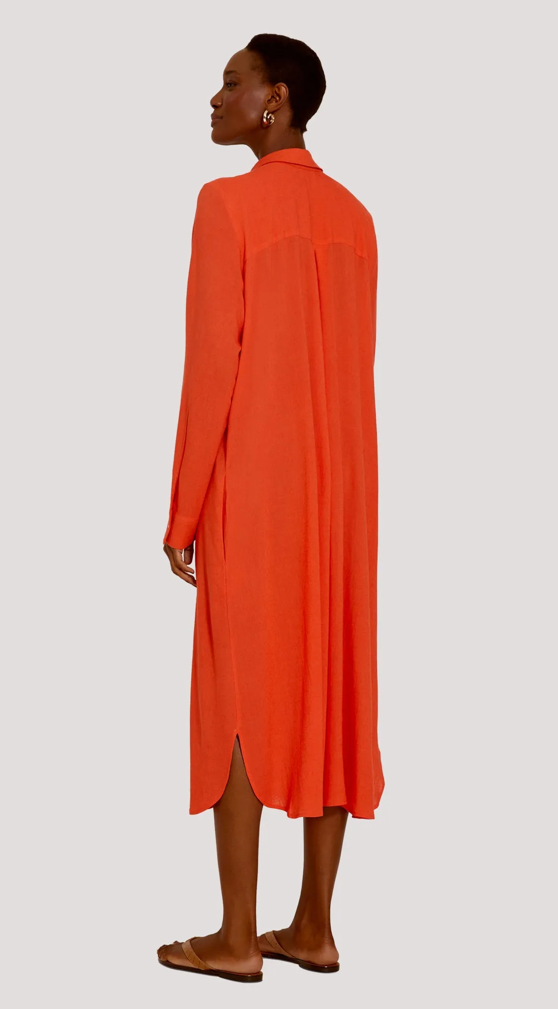 LONG SLEEVE SHIRT DRESS GRANITE