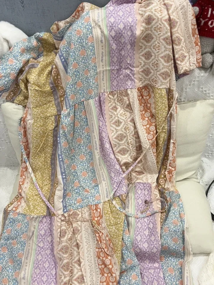 Loose Ethnic Style Pastoral Floral Nightdress