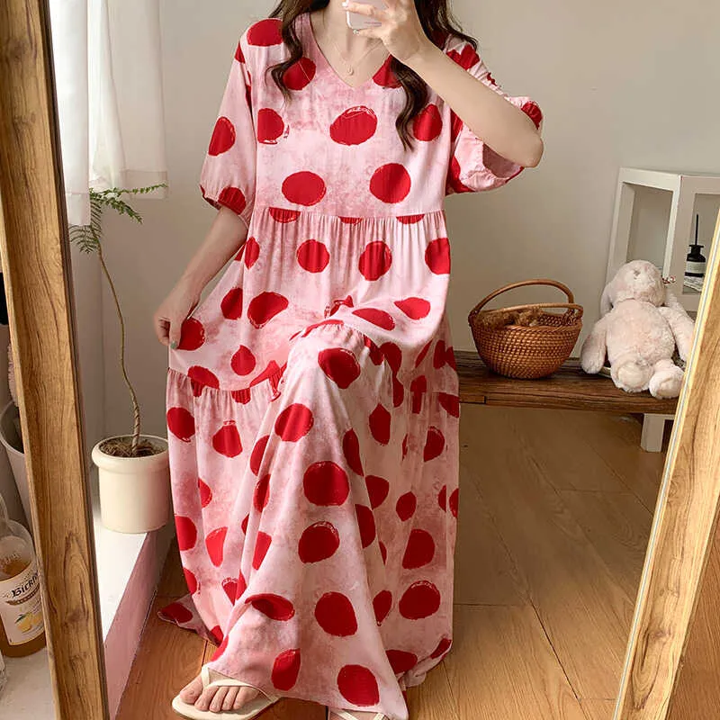 Loose Ethnic Style Pastoral Floral Nightdress