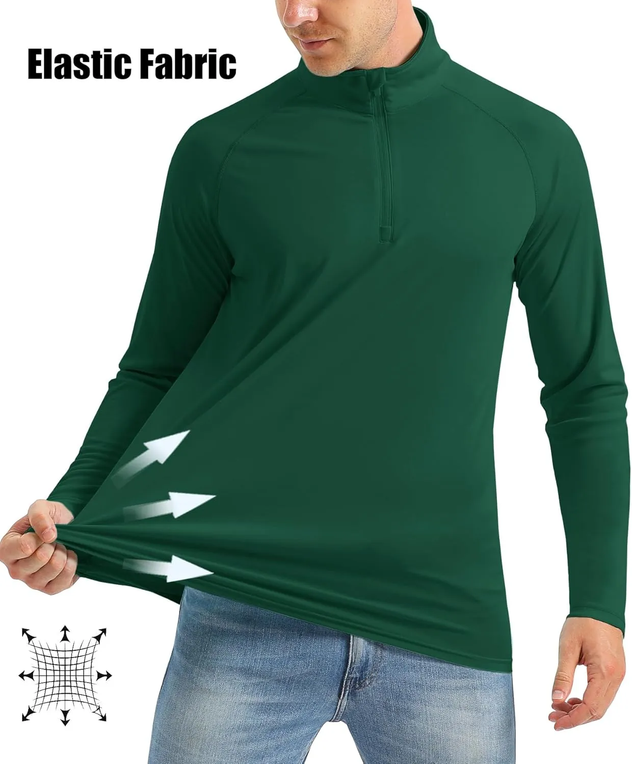 MAGCOMSEN Men's Long Sleeve Sun Shirts UPF 50  Tees 1/4 Zip Up Fishing Running Rash Guard T-Shirts Outdoor Shirt