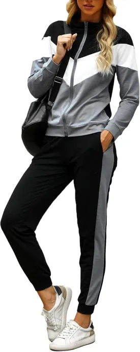 Marvmys Women's Tracksuit Set 2 Piece Sweatsuit Outfits Long Sleeve Zip Up Lounge Jogger Set with Pocket