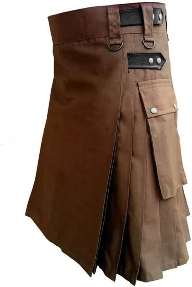 Mens Utility Kilt Scottish Traditional Highland Tartan Kilts High Waist Vintage Buckle Pleated Tactical Shorts
