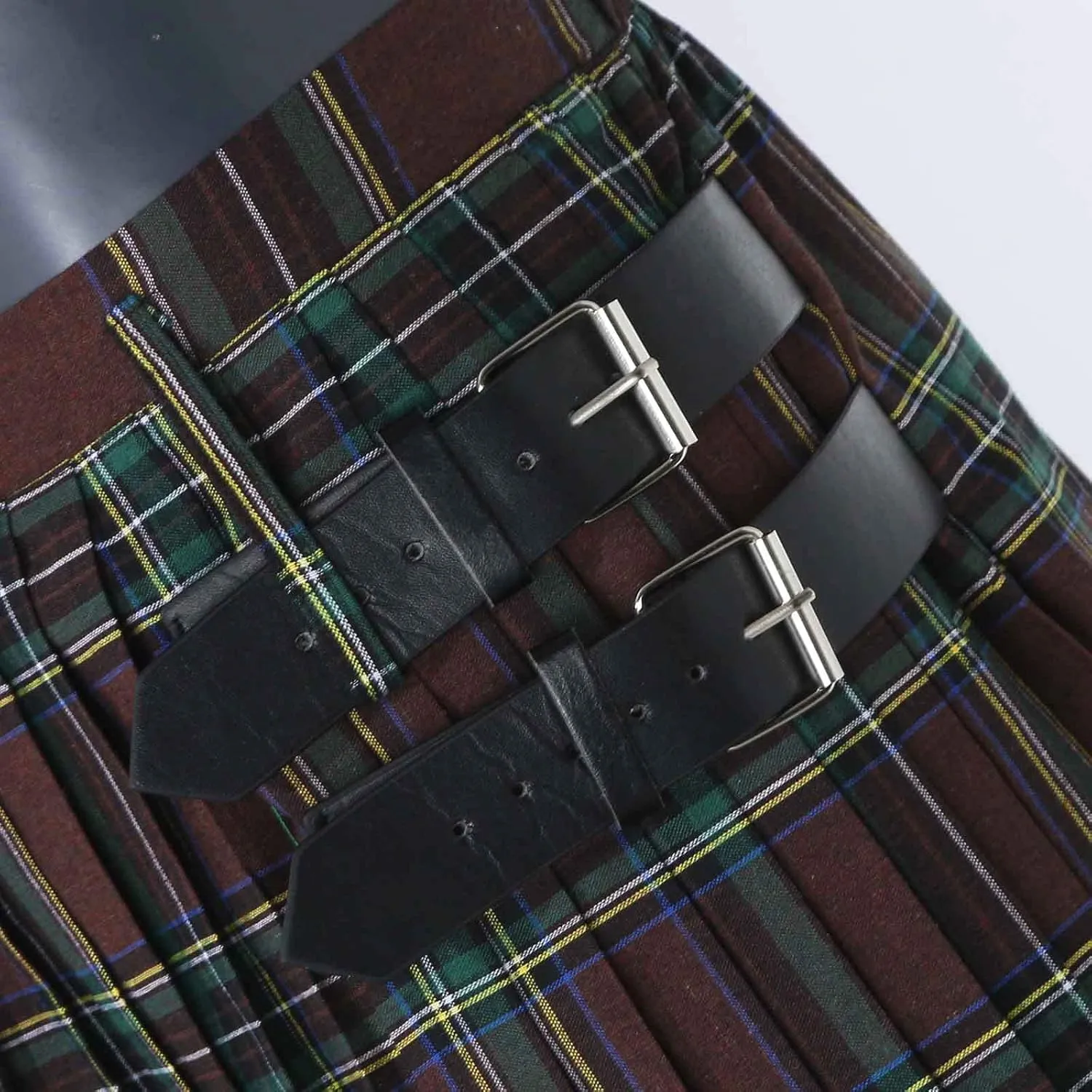 Mens Utility Kilt Scottish Traditional Highland Tartan Kilts High Waist Vintage Buckle Pleated Tactical Shorts
