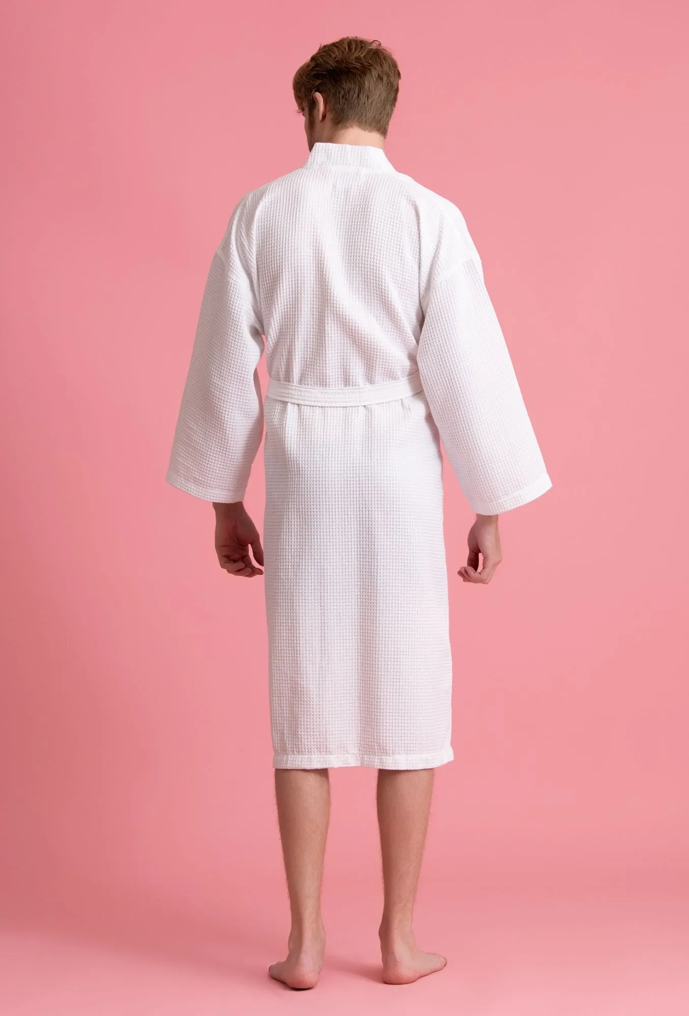 Men's Waffle Kimono White Robe