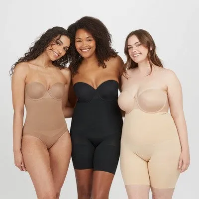 New - Assets by Spanx Women's Remarkable Results High Waist Midthigh Control Briefs - Medium Beige M