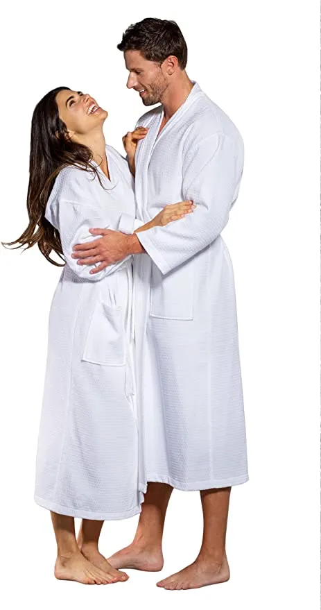 New in Package! Wayfair Item! Unisex Kimono 100% Turkish Cotton Waffle Spa Bathrobe, White, Sz XXL! Retails $90 
