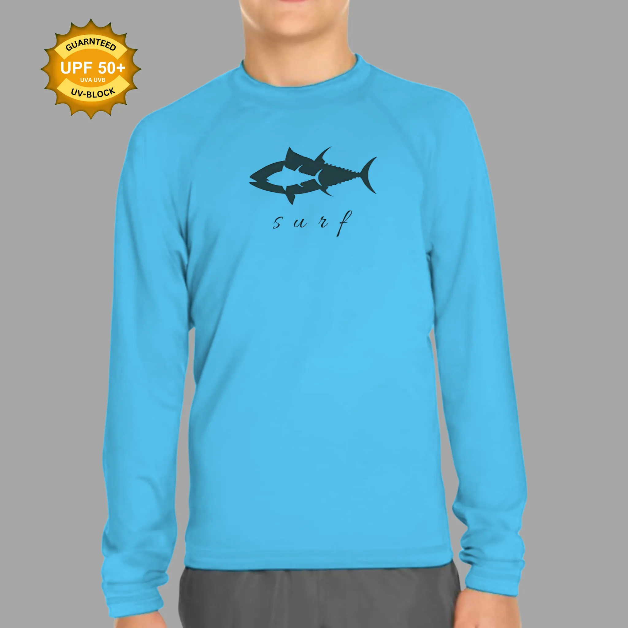 Norte Youth Unisex UPF 50 Rash Guard – UV Protection in Vibrant Blue for Active Kids