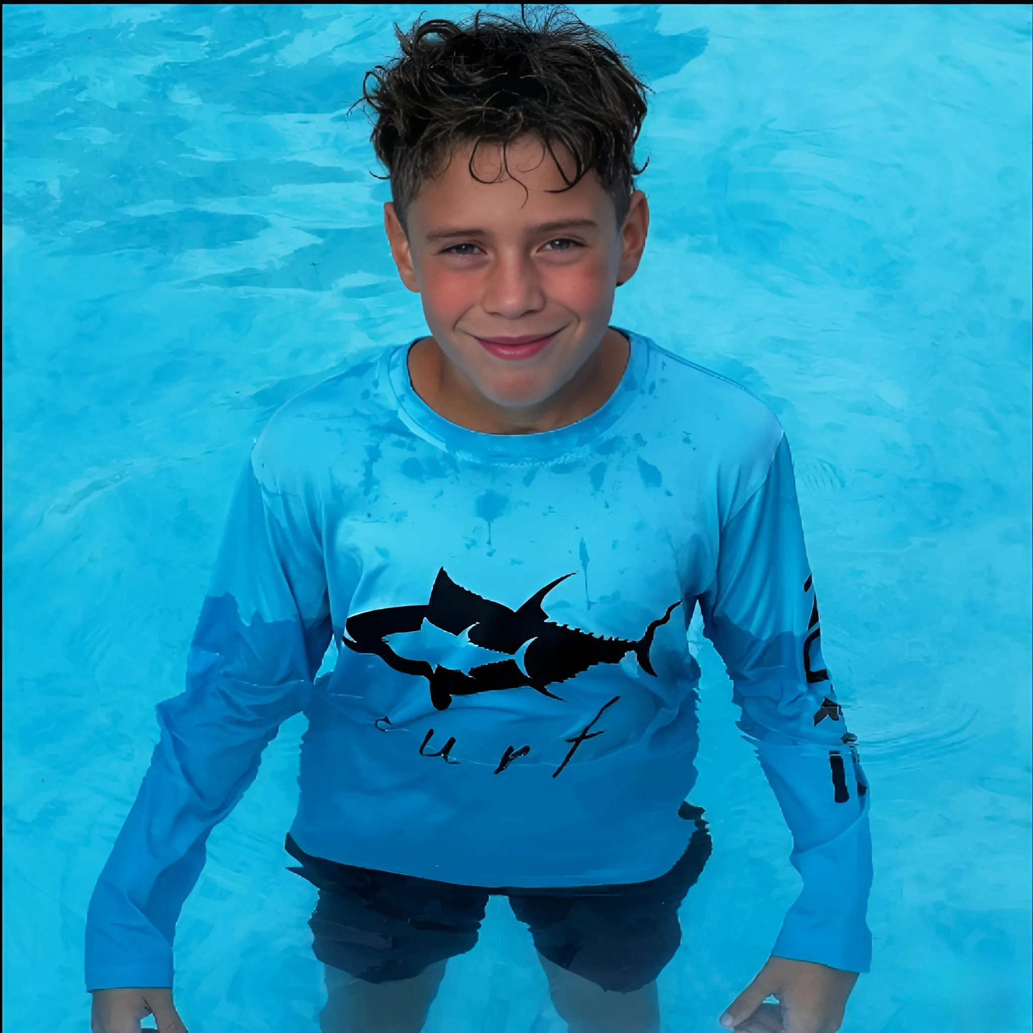 Norte Youth Unisex UPF 50 Rash Guard – UV Protection in Vibrant Blue for Active Kids