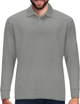 Premium Wear Long Sleeve Polo Shirt for Men, Cotton-Blend Fabric Golf Shirt with Collar, 3-Button Placket, Stain Guard