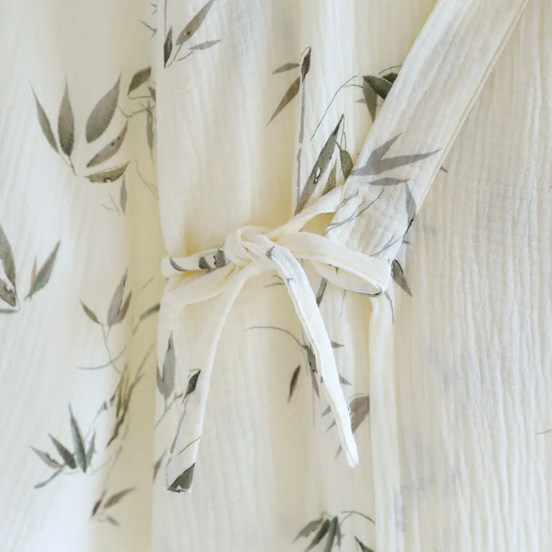 Pure Cotton Bamboo Print Comfy Bathrobe