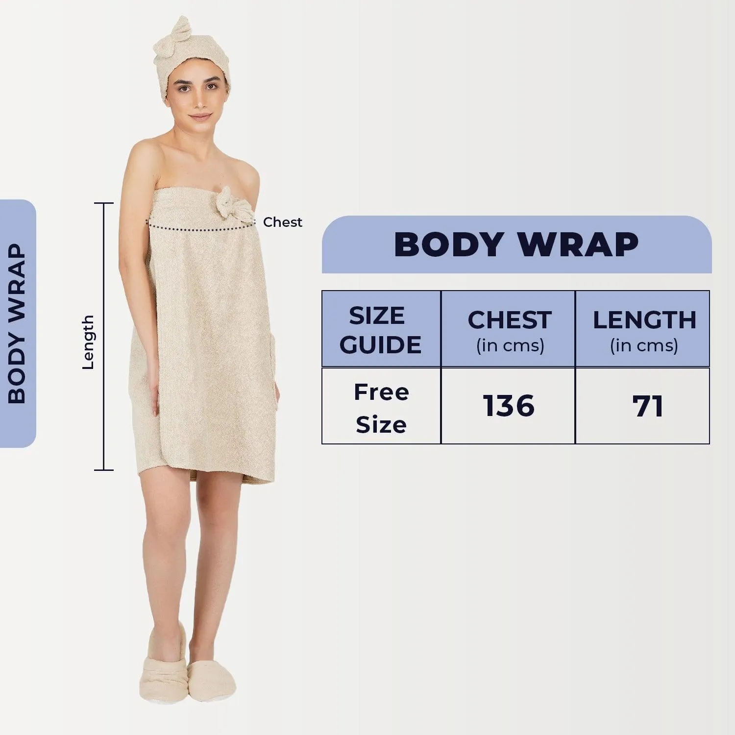 Rangoli Women Cotton Body Wrap Bath Towel With Shower Cap