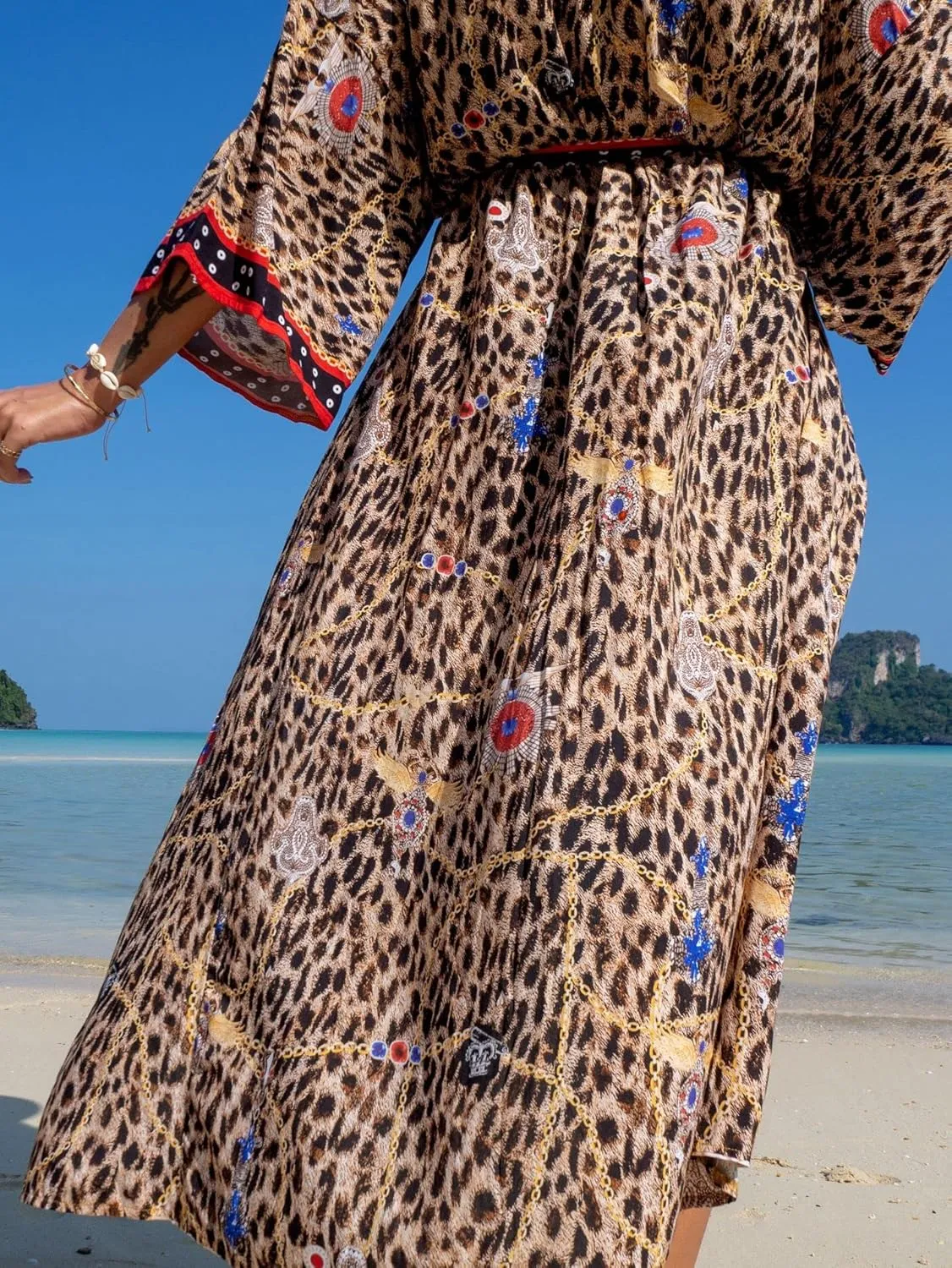 RanRui Womenloose Kimono Duster Beach Blouse Long Beach Kimono Robe Cover ups Kimonos for Women