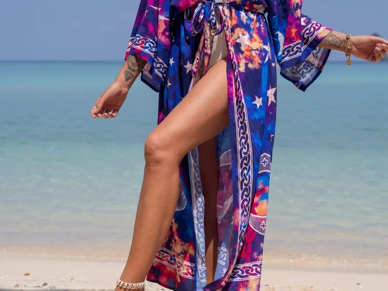 RanRui Womenloose Kimono Duster Beach Blouse Long Beach Kimono Robe Cover ups Kimonos for Women