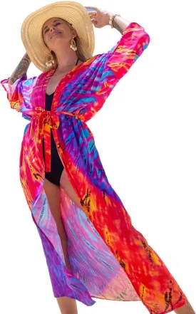 RanRui Womenloose Kimono Duster Beach Blouse Long Beach Kimono Robe Cover ups Kimonos for Women