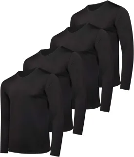 Real Essentials 4 Pack: Men's Dry Fit Long Sleeve V-Neck Active T-Shirt - Athletic Outdoor UPF 50  (Available in Big & Tall)