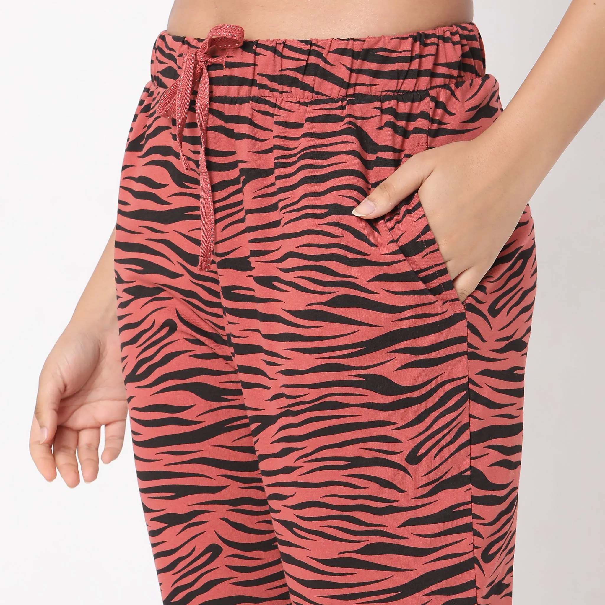Regular Fit Animal Print Top with Joggers Sleepwear Set