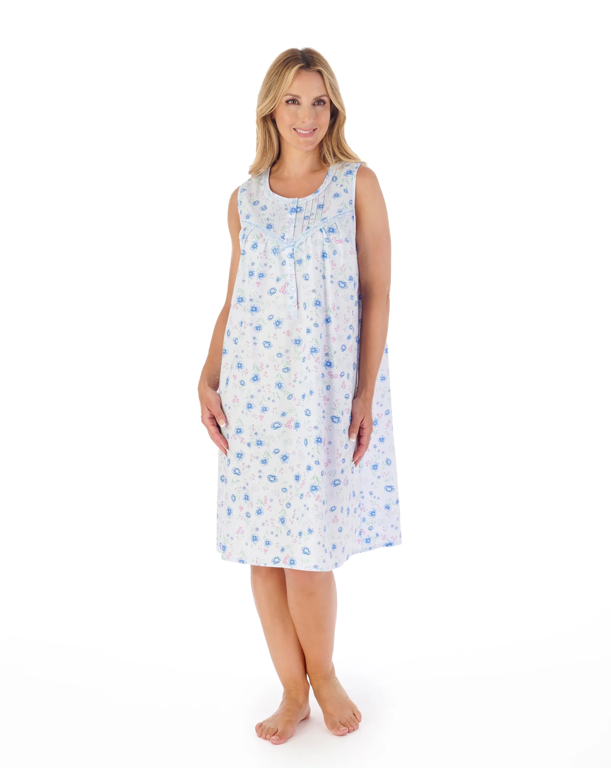 Slenderella Floral 100% Cotton Sleeveless Nightdress