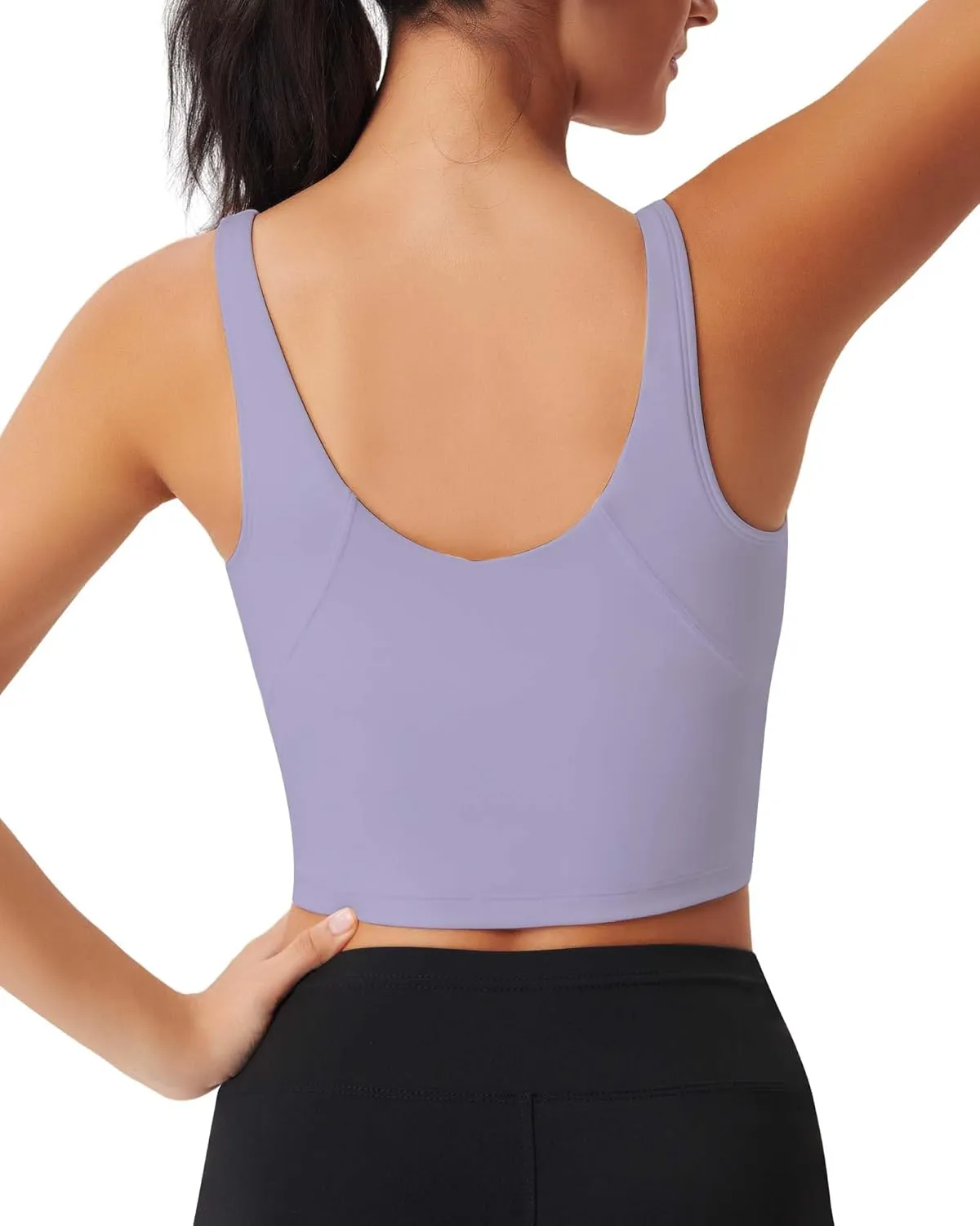 Sports Bras for Women Longline Padded Medium Support Workout Crop Tops Built in Shelf Bra Wirefree Gym Yoga Tank Top