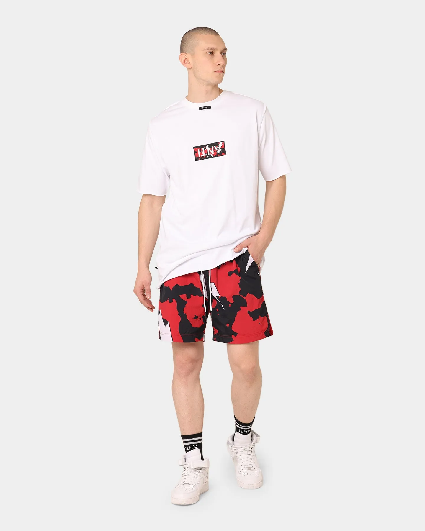The Anti Order Storm Camo Beach Shorts Black/White/Red