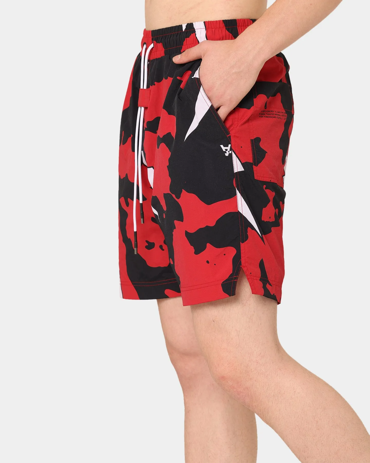 The Anti Order Storm Camo Beach Shorts Black/White/Red