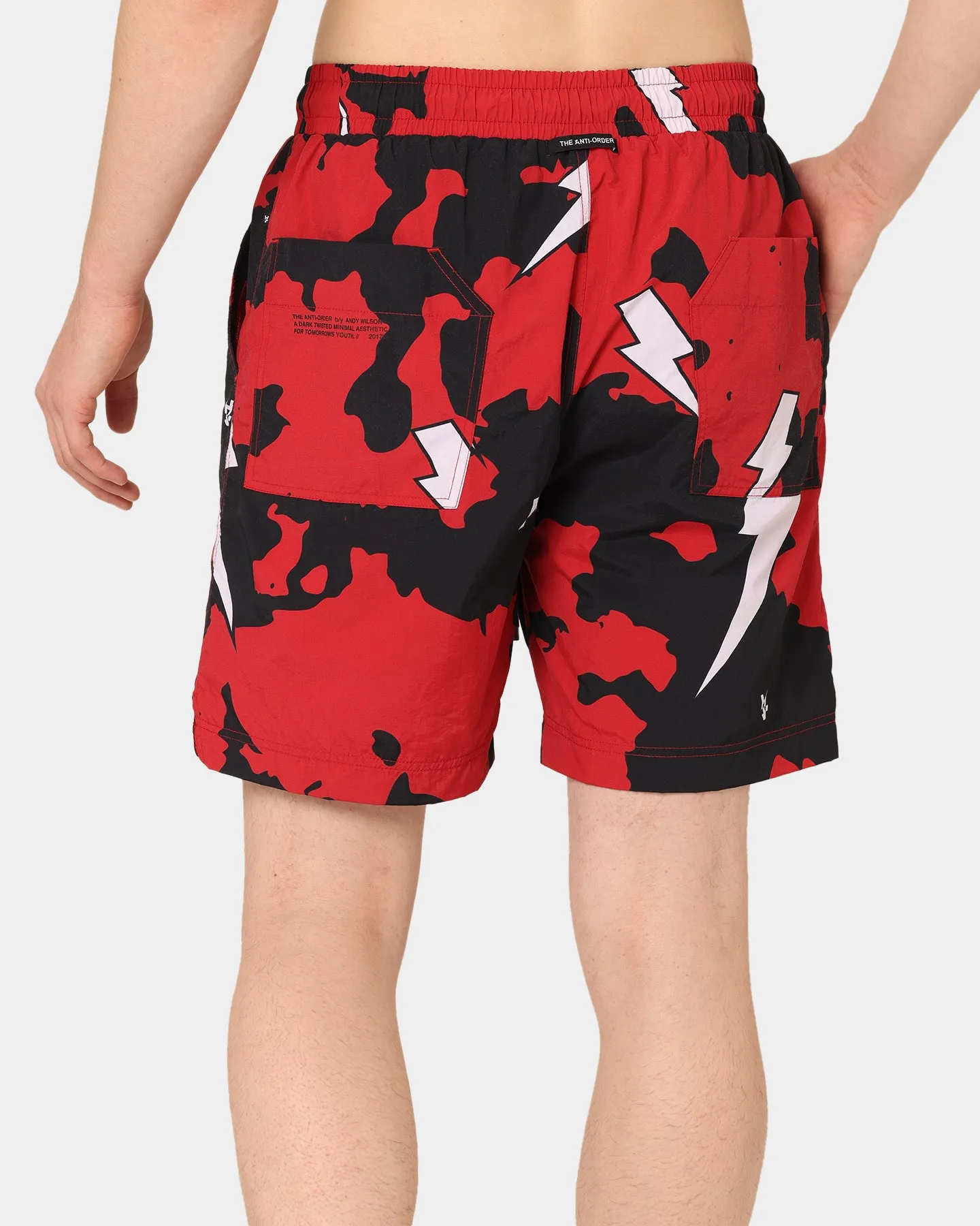 The Anti Order Storm Camo Beach Shorts Black/White/Red